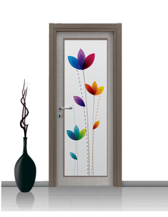 Porta con vetro e decori linea Diana