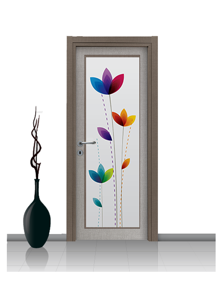 Porta con vetro e decori linea Diana