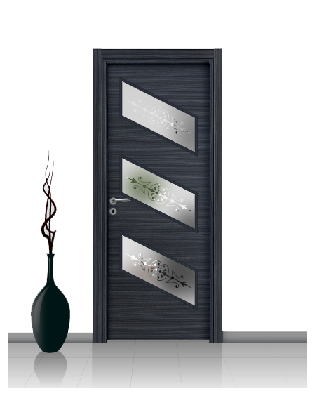 Porta con vetro e decori linea Diana 02
