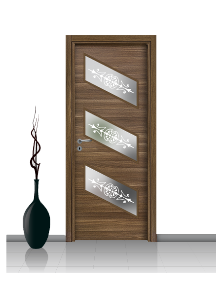 Porta con vetro e decori linea Diana 02