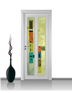 Porta con vetro e decori linea Diana 07