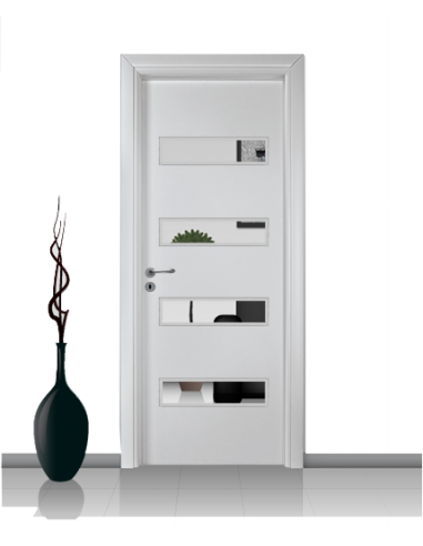 Porta con vetro e decori linea Diana 08