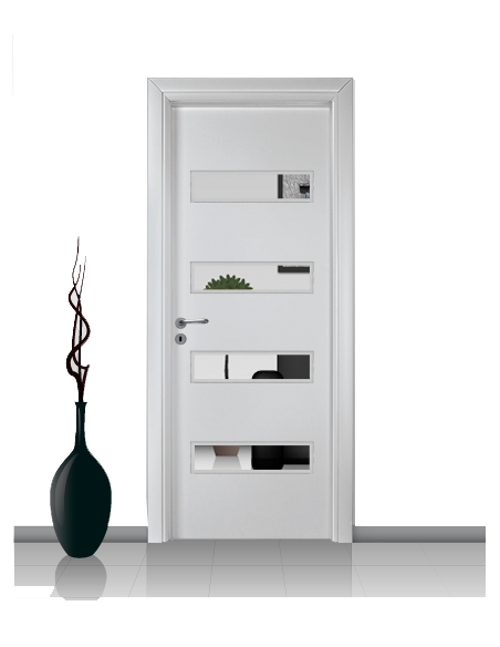 Porta con vetro e decori linea Diana 08