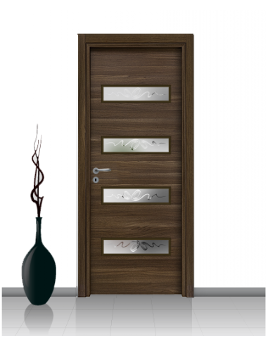 Porta con vetro e decori linea Diana 08