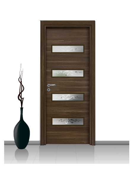 Porta con vetro e decori linea Diana 08