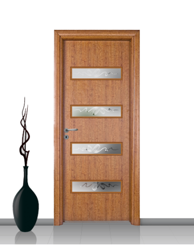 Porta con vetro e decori linea Diana 08