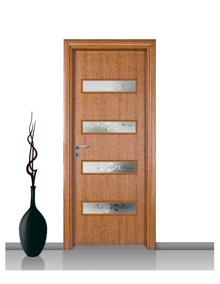 Porta con vetro e decori linea Diana 08