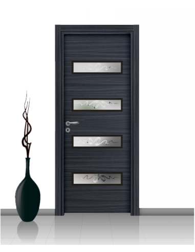 Porta con vetro e decori linea Diana 08