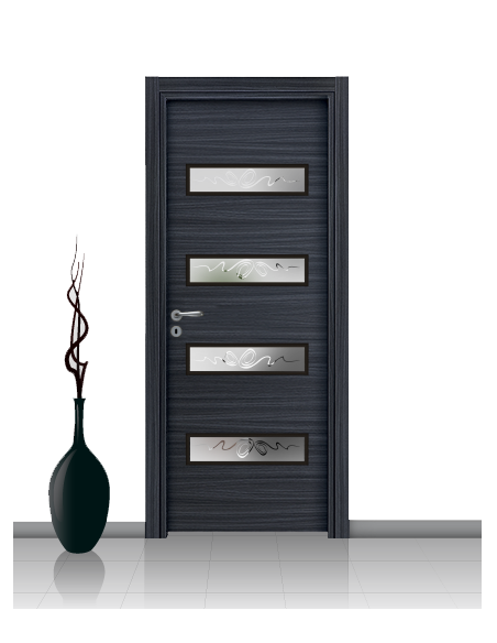 Porta con vetro e decori linea Diana 08