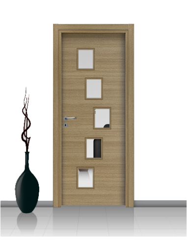 Porta con vetro e decori linea Diana 14