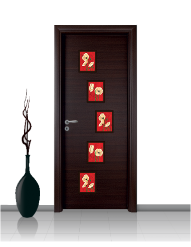 Porta con vetro e decori linea Diana 14