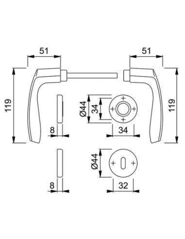 Maniglia per porta interna in alluminio bronzato